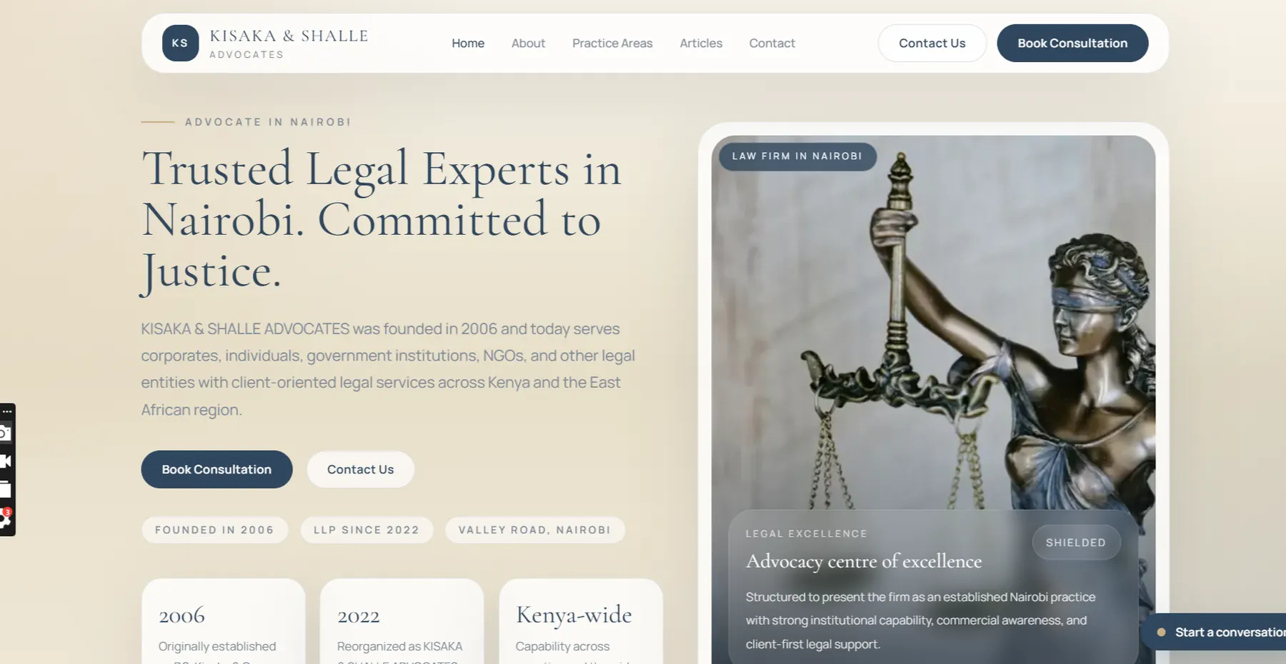 Kisaka and Shalle Advocates law firm website built by FRAZE Creative in Kenya